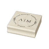 ミニマリストの葉カップルイニシャルラウンドアドレス ラバースタンプ (スタンプ)