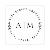 ミニマリストの葉カップルイニシャルラウンドアドレス ラバースタンプ (インプリント)