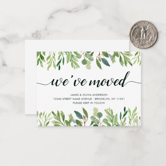 ミニマリストの葉引っ越しました新しいアドレスの移動 ノートカード (正面/裏面インサイチュ)