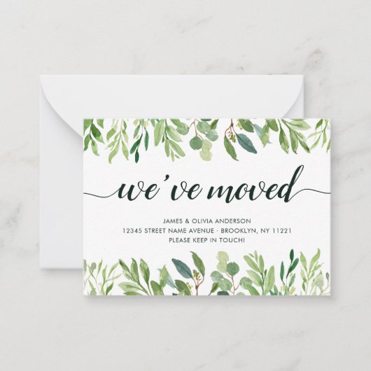 ミニマリストの葉引っ越しました新しいアドレスの移動 ノートカード (正面)