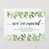 ミニマリストの葉引っ越しました新しいアドレスの移動 案内ポストカード (正面/裏面)