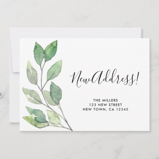 ミニマリストの葉引っ越しました新しいアドレスの移動 案内状 (正面)