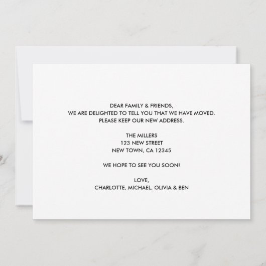 ミニマリストの葉引っ越しました新しいアドレスの移動 案内状 (裏面)