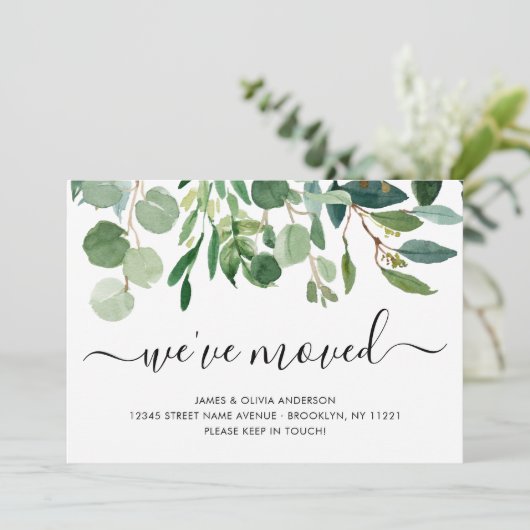 ミニマリストの葉引っ越しました新しいホームムービング 案内状 (スタンド正面)