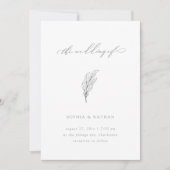 ミニマリストの葉 |エレガント白とグレー結婚ズ 招待状 (正面)