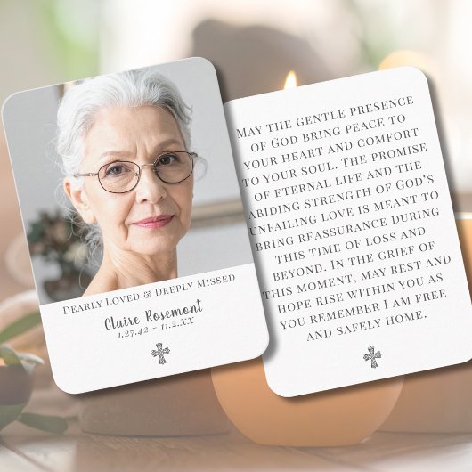 ミニマリストの葬儀写真クロス祈りのカード 名刺