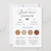 ミニマリストの蝶ネクタイ ベストマン ウェディングインフォカード 招待状 (正面)