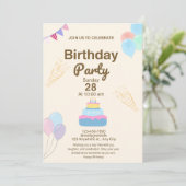 ミニマリストの誕生日パーティー招待状テンプレート 招待状 (スタンド正面)