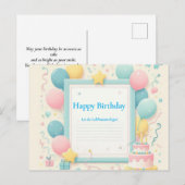 ミニマリストの誕生日ポストカード - ソフトパステルフレーム ポストカード (正面/裏面)