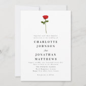 ミニマリストの赤いバラ エレガント モダン 招待状 (正面)