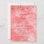 ミニマリストの赤い背景の結婚式と婚約 招待状 (正面)