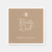 ミニマリストの赤ちゃんシャワーナプキンを待つことができる スタンダードカクテルナプキン (正面)