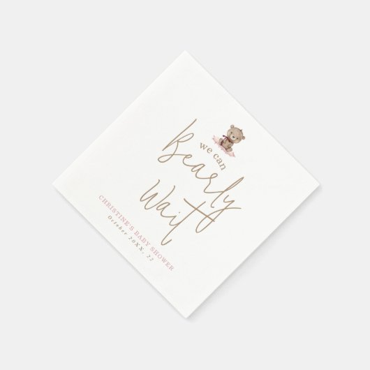 ミニマリストの赤ちゃんシャワーナプキンを待つことができる スタンダードカクテルナプキン (角)