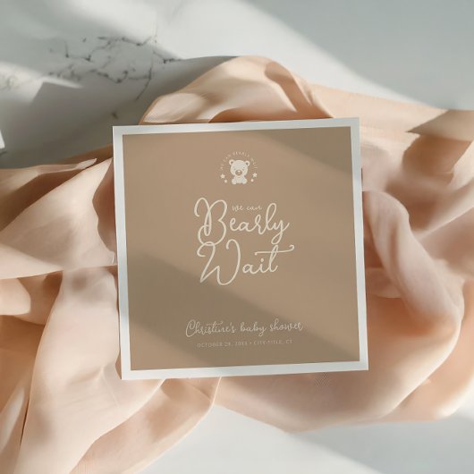 ミニマリストの赤ちゃんシャワーナプキンを待つことができる スタンダードカクテルナプキン