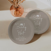 ミニマリストの赤ちゃんモダンシャワーを待つ ペーパープレート