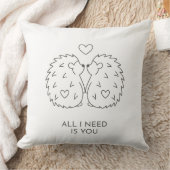 ミニマリストの赤ちゃん動物カップル ラインアート - 結婚ギフト クッション (ブランケット)