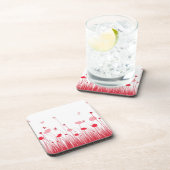 ミニマリストの赤と白のポピー草原の花 コースター (右側)