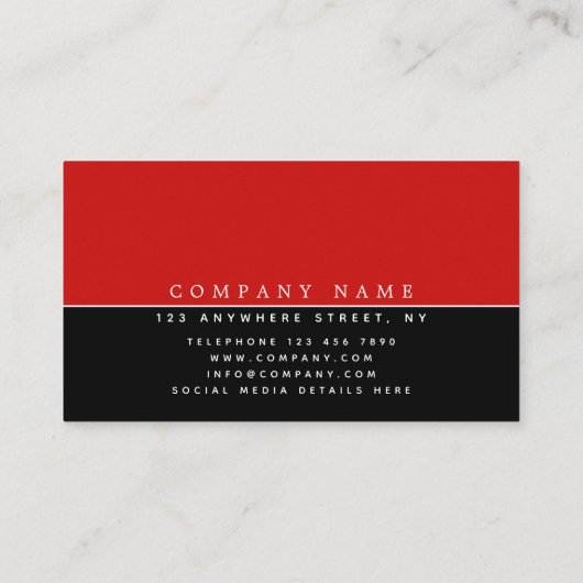 ミニマリストの赤と黒/白のタイポグラフィ/ロゴ 名刺 (裏面)