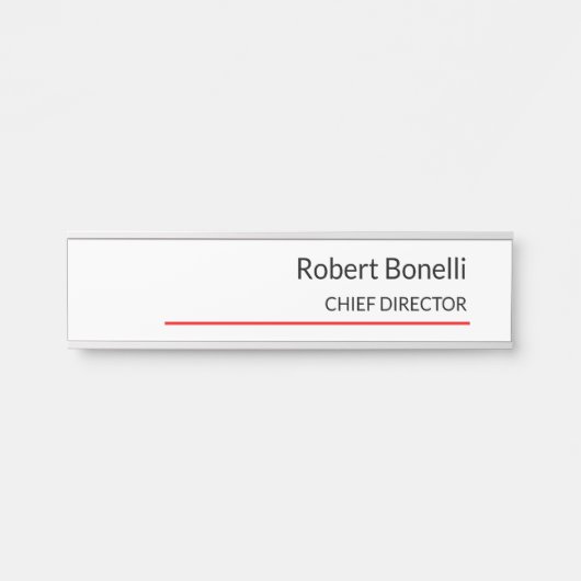 ミニマリストの赤白モダン標準サイズ サインプレート (正面)