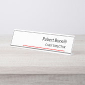 ミニマリストの赤白モダン標準サイズ デスクネームプレート (正面)
