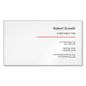 ミニマリストの赤白モダン標準サイズ マグネット名刺 (正面)