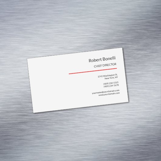 ミニマリストの赤白モダン標準サイズ マグネット名刺 (インサイチュ)