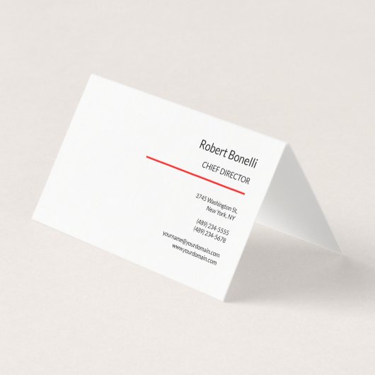 ミニマリストの赤白モダン標準サイズ 名刺 (正面)