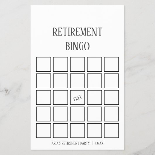 ミニマリストの退職ビンゴカード チラシ (正面)