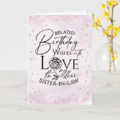 ミニマリストの遅れた誕生日カード 義理の姉妹 カード (黄色い花)