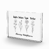 ミニマリストの野の花のカスタム子供の名前の記念品 フォトブロック (右)