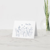 ミニマリストの野の花の草原ブルーサンキュー サンキューカード (正面)