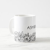 ミニマリストの野の花モノグラム コーヒーマグカップ (正面左)