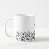ミニマリストの野の花モノグラム コーヒーマグカップ (左)