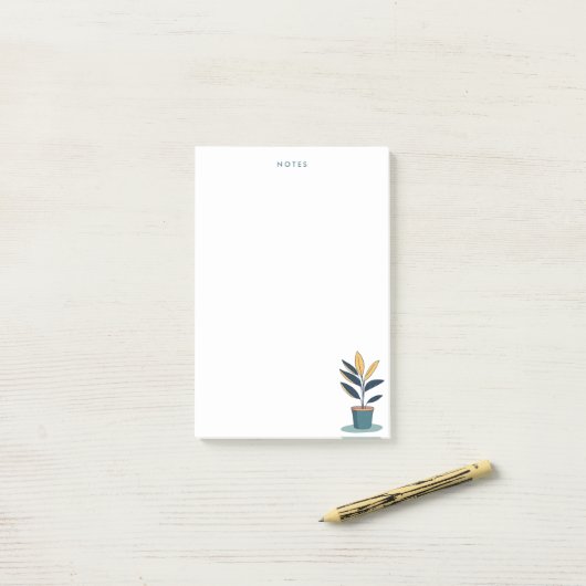 ミニマリストの鉢植え植物イラストレーション ポストイット (デスク上)