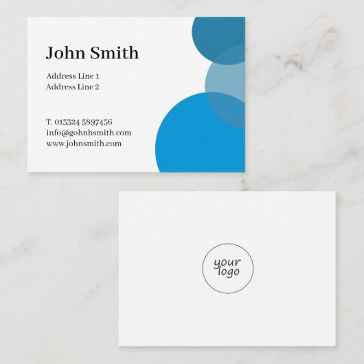 ミニマリストの青い丸の強い 名刺 (正面/裏面)