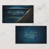 ミニマリストの青い大理石金ゴールド署名スクリプト 名刺 (正面/裏面)