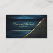 ミニマリストの青い大理石金ゴールド署名スクリプト 名刺 (正面)