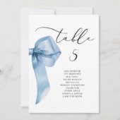 ミニマリストの青い弓台の座席表カード 招待状 (正面)