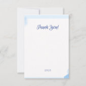 ミニマリストの青い水の色モノグラムノートカード サンキューカード (正面)