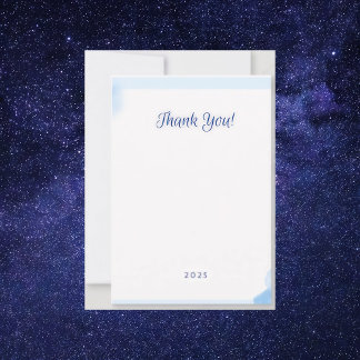 ミニマリストの青い水の色モノグラムノートカード サンキューカード