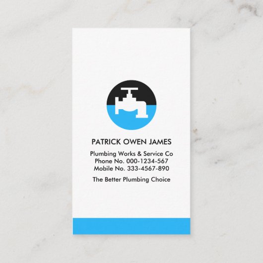 ミニマリストの青い水栓の配管 名刺 (裏面)