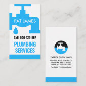 ミニマリストの青い水栓の配管 名刺 (正面/裏面)