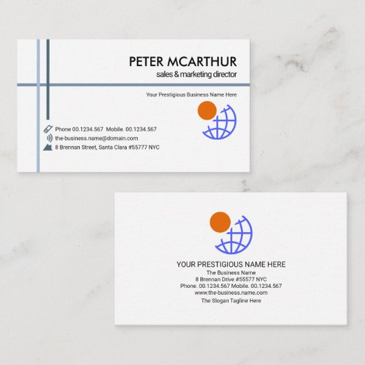 ミニマリストの青い線グローバルインポートのエクスポート 名刺 (正面/裏面)