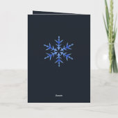 ミニマリストの青い雪の結晶手描きアート カード (裏面)