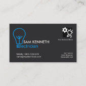 ミニマリストの青い電気技師の電球 名刺 (正面)