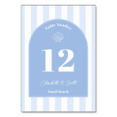 ミニマリストの青と白の海岸結婚の テーブルナンバー (裏面)