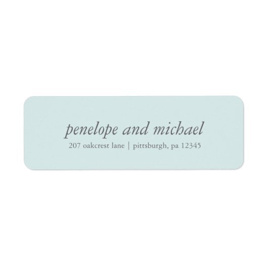 ミニマリストの青と白結婚の住所 シール (正面)