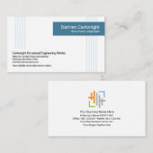 ミニマリストの青の縦線（青）タブ 名刺 (正面/裏面)