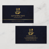 ミニマリストの青グランジいテクスチャ金ゴールドライン、食べ物 名刺 (正面/裏面)