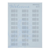 ミニマリストの青結婚フローラの座席表 ポスター (正面)